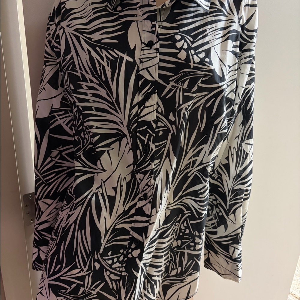 Frame silk  Black and White Button Down Shirt